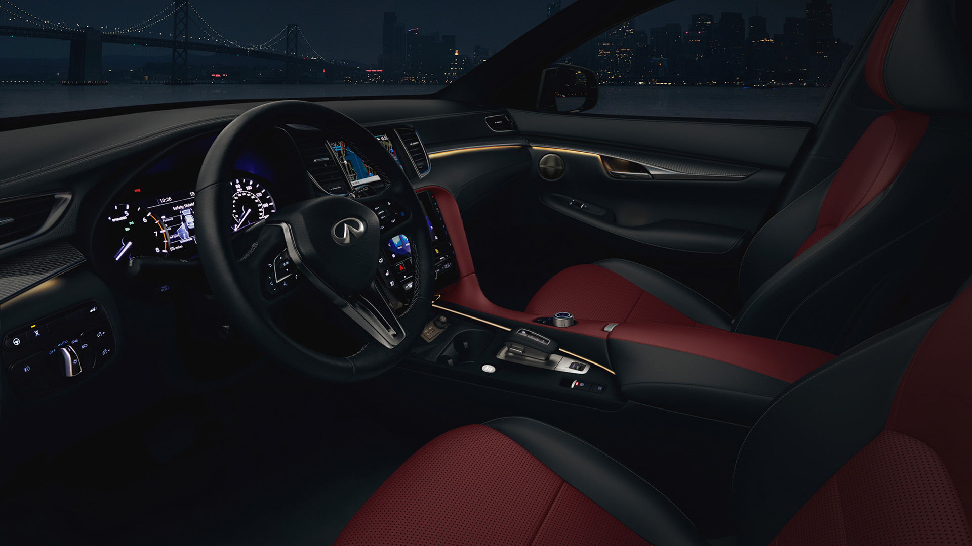 Cabin illuminated with INFINITI ambient lighting
