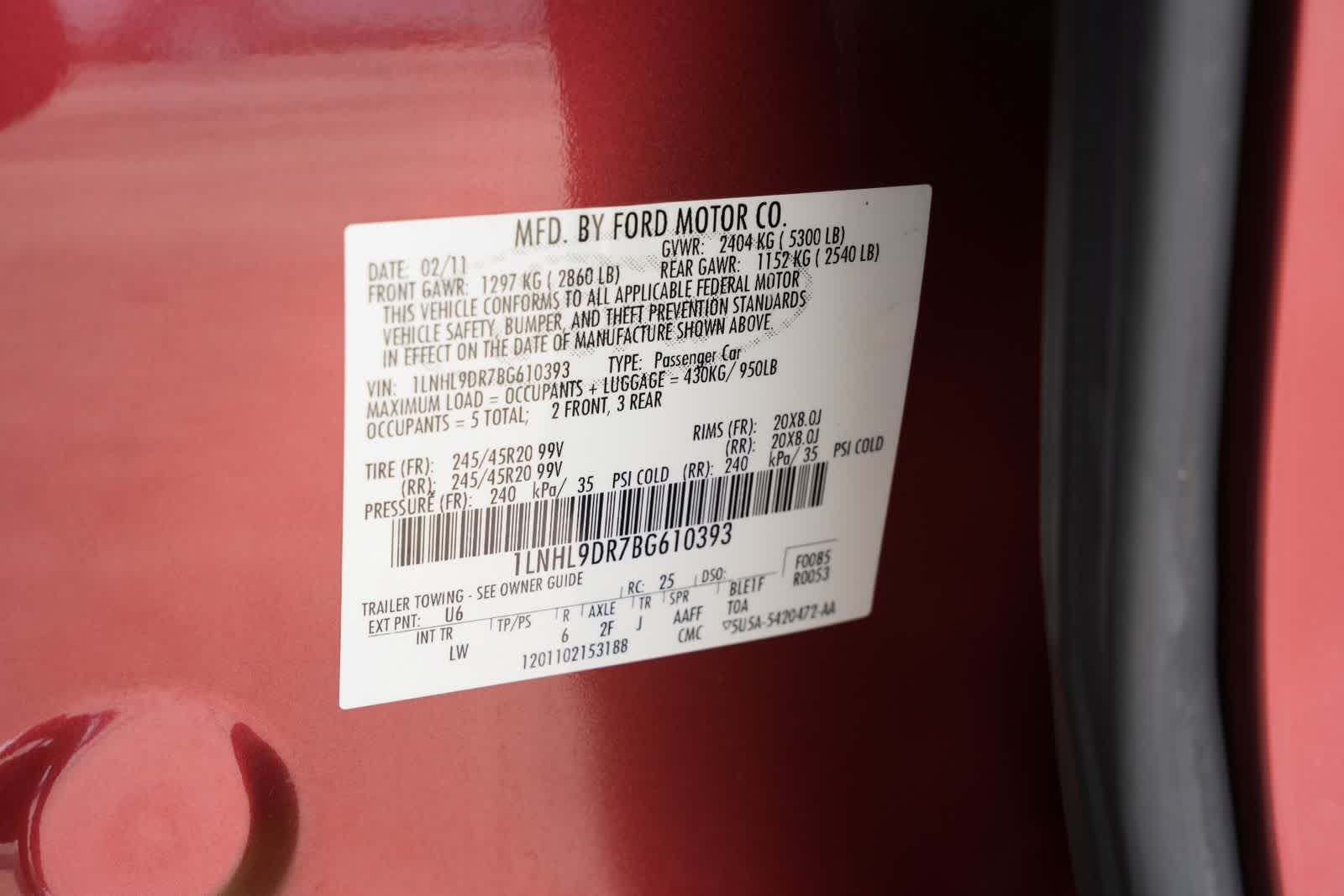 2011 Lincoln MKS 4dr Sdn 3.7L FWD