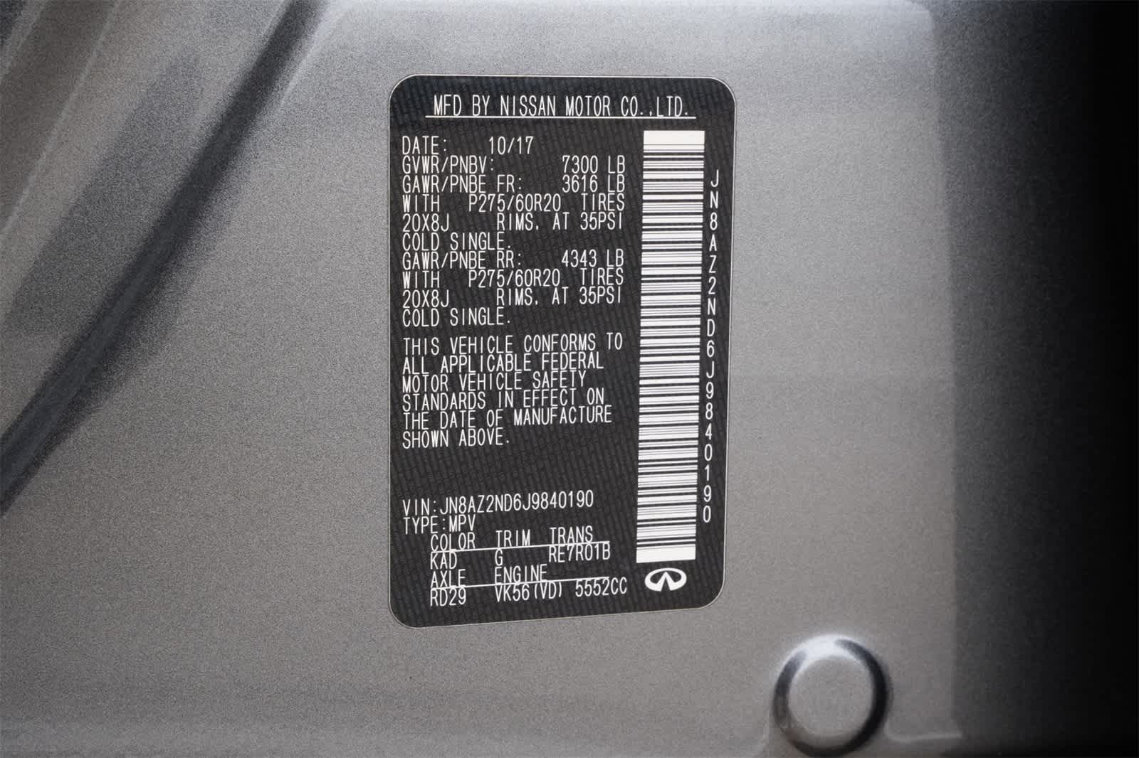 2018 INFINITI QX80 RWD